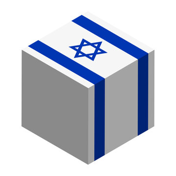 Israel flag - isometric 3D cube isolated on white background. Vector object.