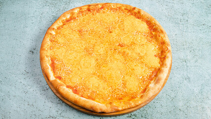 Cheese pizza top view isolated