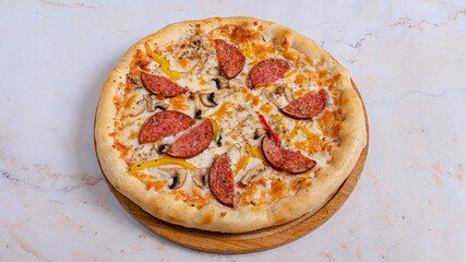 Sausage and mushrooms pizza 