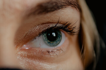 close up of a female eye