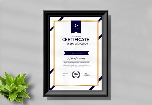 Certificate Of Completion Layout Template