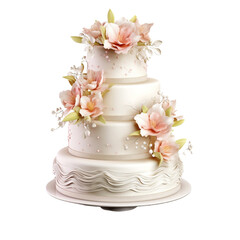 Fototapeta na wymiar Tasty wedding fondant cake isolated on transparent background