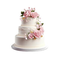 Tasty wedding fondant cake isolated on transparent background