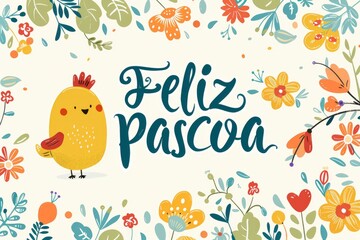 Happy Easter Day concept with the text Feliz Pascoa