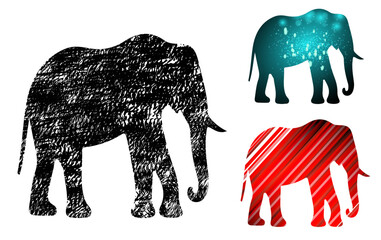 silhouettes elephant set
