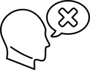 Reject message critical thinking icon outline vector. Business reason. Solution genius