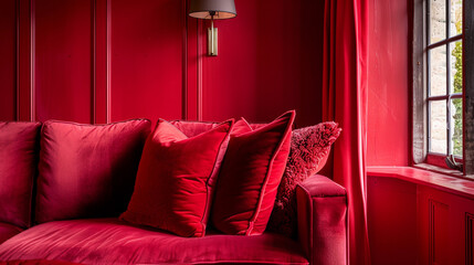 A bold scarlet crimson red tone adding drama and passion to the presentation - obrazy, fototapety, plakaty