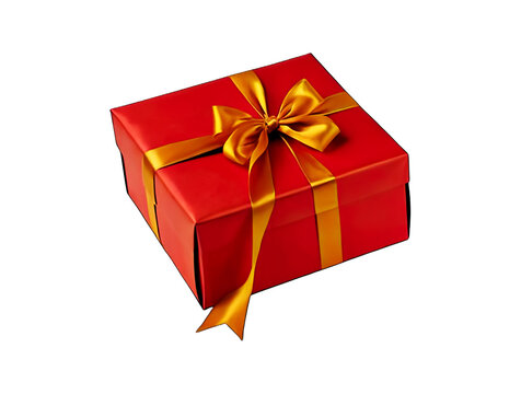 red box and golden ribben isolated soft smooth lighting only png premium high quality