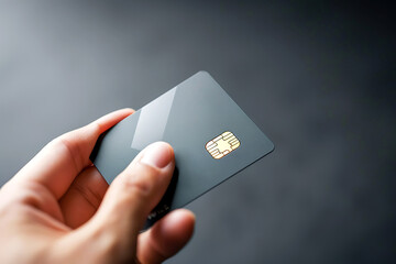 Hand Holding a Chip-Enabled Bank Card