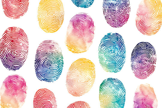 Watercolor Fingerprint Collage on white background - Powered by Adobe