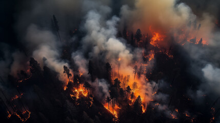Fototapeta na wymiar Natural Disaster, Forest Fire, Wildfires.