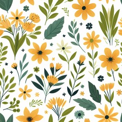 春の優しい色使いのオシャレな植物やお花のイラスト