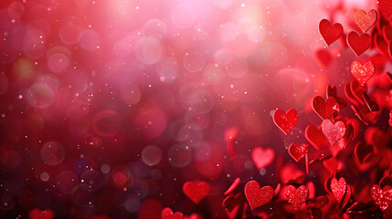 Abstract panorama background featuring red hearts, perfect for Valentine's Day banners, expressing the concept of love