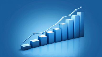 Stock exchange market graph and progress of business financial and investment data analysis on blue background hyper realistic 