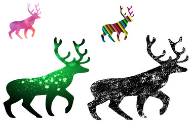 silhouette colorful deer