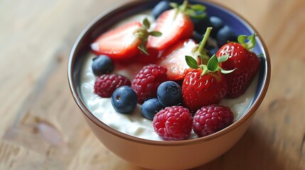 Arranging berries on top of a yogurt bowl