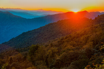 Breathtaking Sunset Over the Rolling Hills of Poon Hill, Nepal