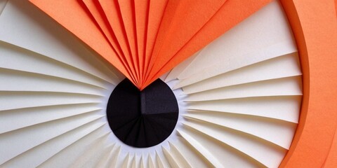 Paper fan made of colorful paper, closeup. Abstract background.
