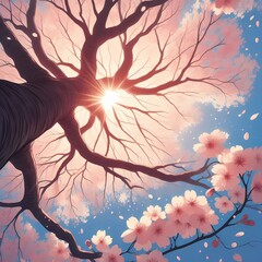 幻想的で迫力のある桜の木