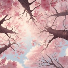 桜の木の下から見上げる空