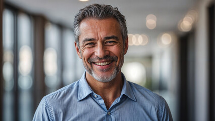 Obraz premium Handsome middle aged man, confident businessman smiling