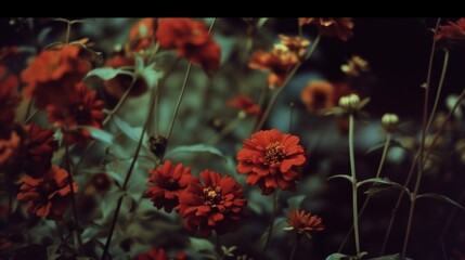 Obraz premium Vintage Garden Marigolds flowers in Soft Focus