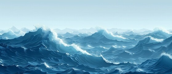 Ocean waves illustrated in a minimalist style, capturing the tranquility and beauty of the sea.