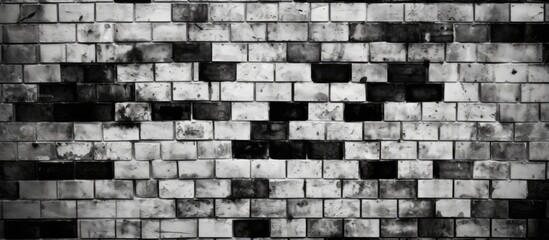 Black and white abstract pattern on an urban brick wall background
