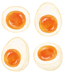 半熟のゆで卵のイラスト素材