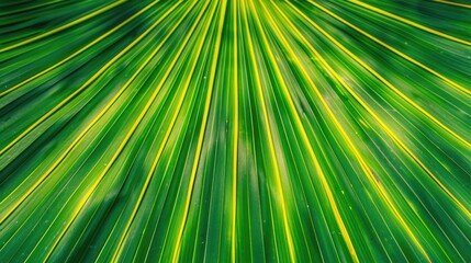 Vibrant Green Palm Leaf Pattern Close-Up