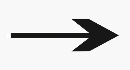 Arrow Point Icon - Straight Pointed Black Arrow Pointing Right as Direction Pointer - obrazy, fototapety, plakaty