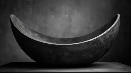 Fototapeta premium a black and white photo of a large bowl with a curved design in the middle of it's surface.