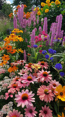 A garden filled with vibrant flowers and plants