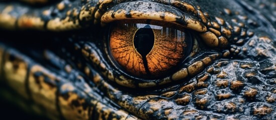 close up photo crocodile eyes and face - Powered by Adobe