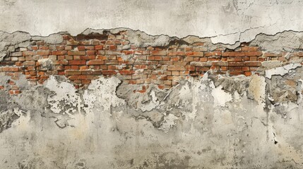 A crumbling old wall stands tall, its weathered bricks telling stories of the past. Rendered in a gritty, realistic style, this image captures the essence of history and decay 