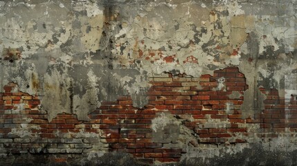 A crumbling old wall stands tall, its weathered bricks telling stories of the past. Rendered in a gritty, realistic style, this image captures the essence of history and decay 