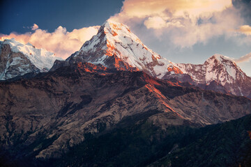 Twilight Glow on Annapurna South from Poon Hill, Nepal