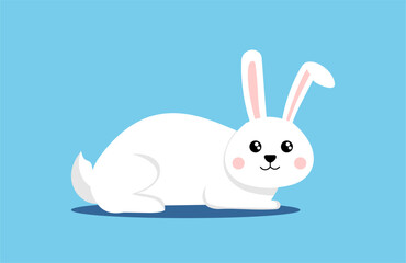 Vector of cute rabbit isolated on blue background