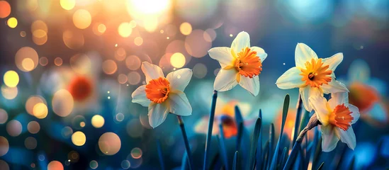 Gardinen blossom daffodils flower nature background © Menganga