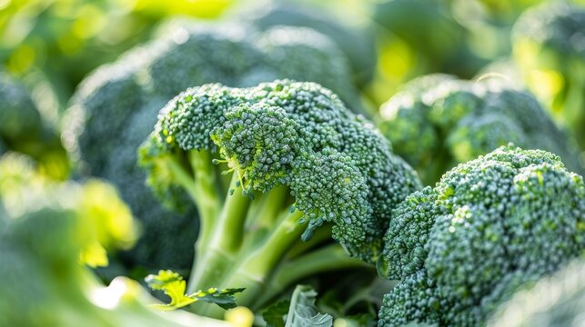  a close up of broccoli florets in a field of broccoli florets in a field of broccoli florets.