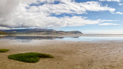 panoramic view over the Rauðisandur beach in Iceland in summer