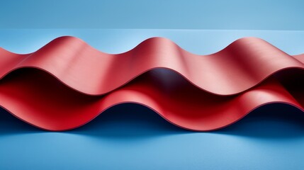 Naklejka premium a close up of a red roofing tile on a blue surface with a wavy pattern on the top of the roof.