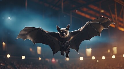 A bat showing off his acrobatic tricks at the circus - obrazy, fototapety, plakaty