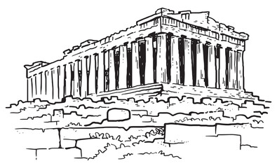 Parthenon Acropolis Athens Greece drawing