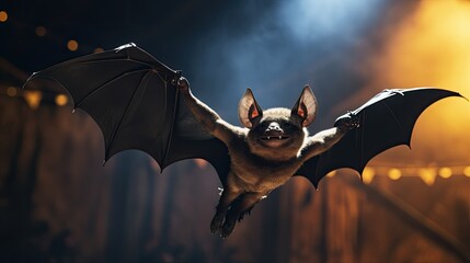 A bat showing off his acrobatic tricks at the circus