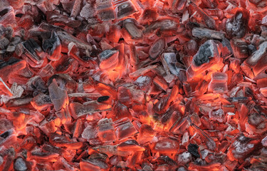 Abstract background of burning charcoal.