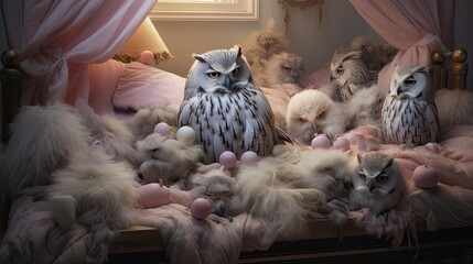 An owl throwing slumber parties for her feathered friends