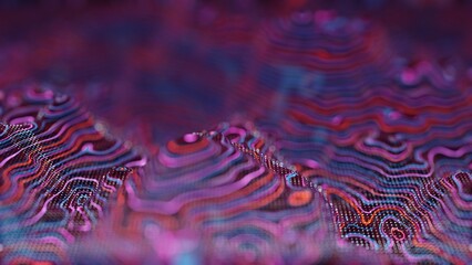 Neon retro wave, a vibrant and nostalgic aesthetic reminiscent of the 80s, featuring bright colors and bold geometric shapes.