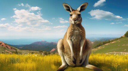 Kangaroo  talk show host about life in Australia - obrazy, fototapety, plakaty
