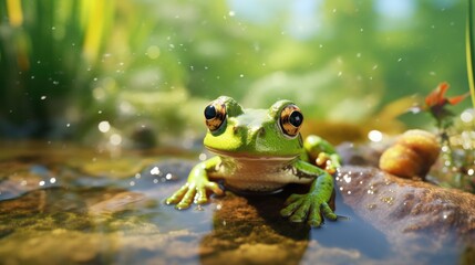 A frog taking part in a croaking sound competition